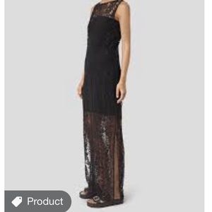All Saints Black sheer embroidered maxi dress US4